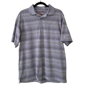 Men’s Grand Slam Grey with black and yellow striped polo shirt - size Large